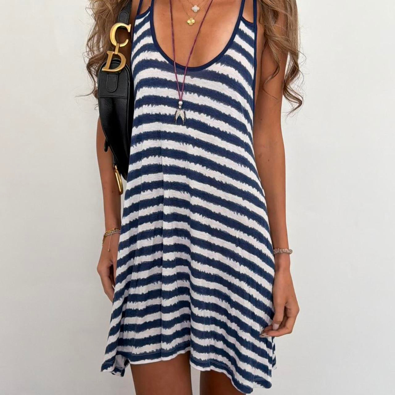 Vintage 90’s striped preppy boho mini dress