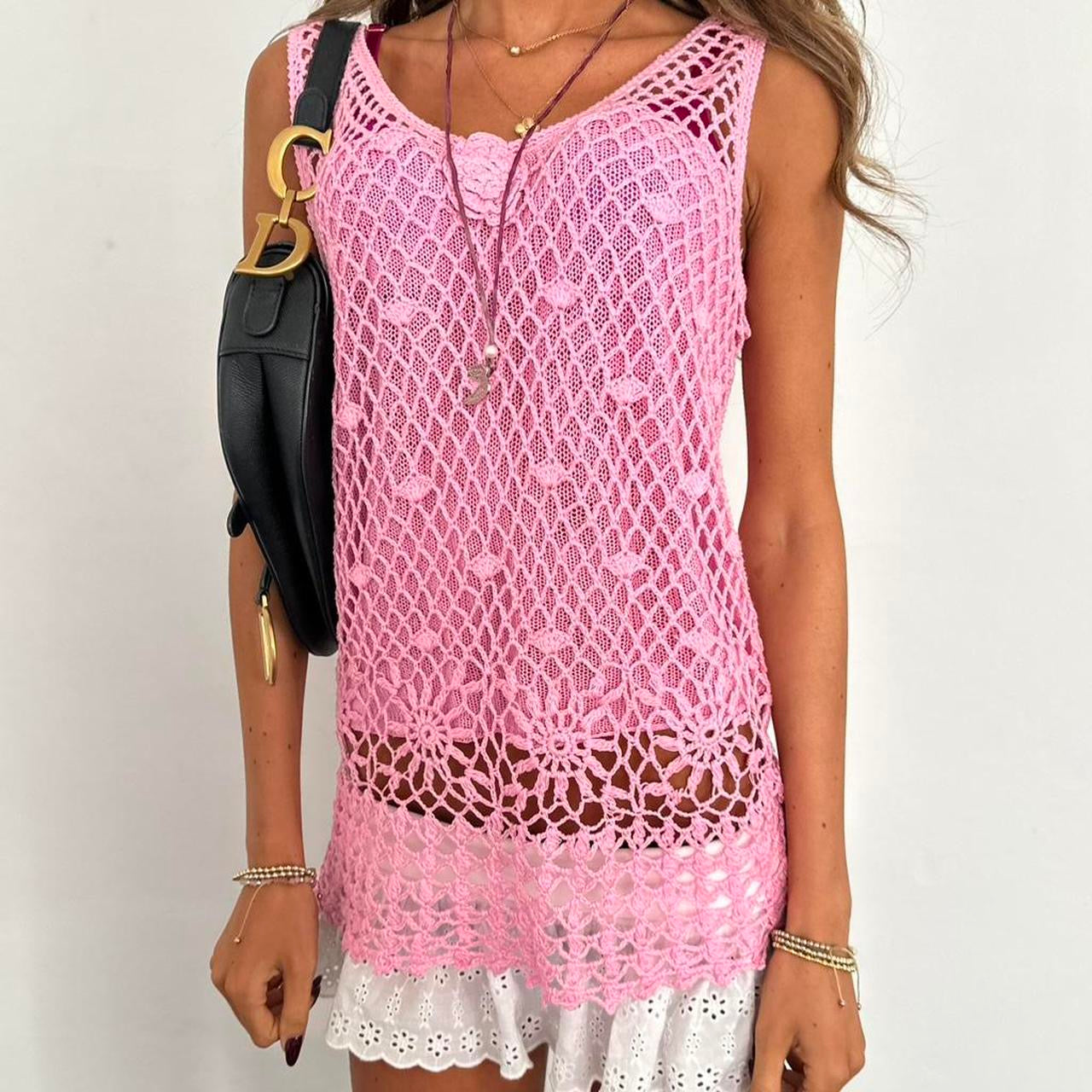 Vintage pink crochet top