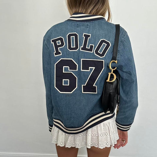 Vintage Ralph Lauren varsity denim graphic jacket