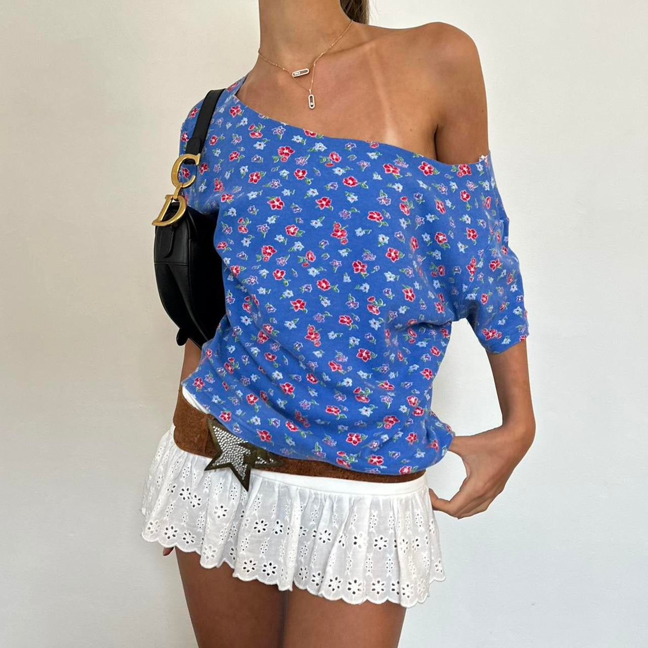 Vintage Flower blue top