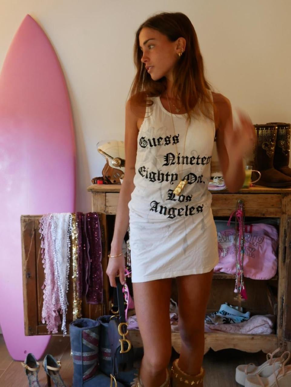 Vintage 00’s Guess white graphic dress