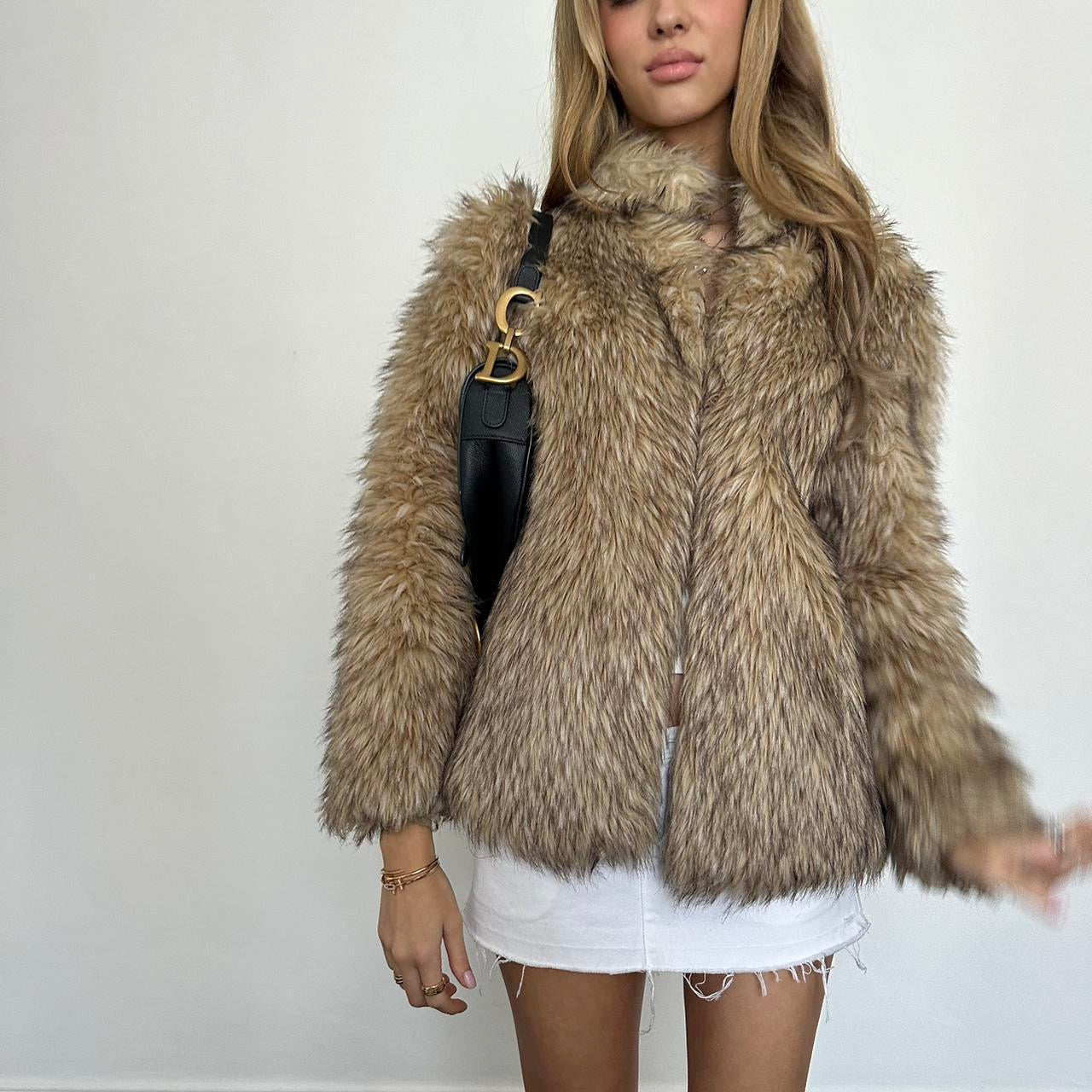 Vintage 2000’s brown faux fur jacket