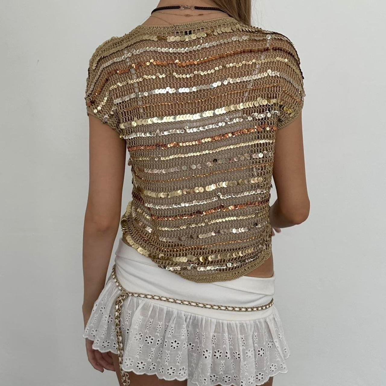 Vintage gold sequin delicate layering top