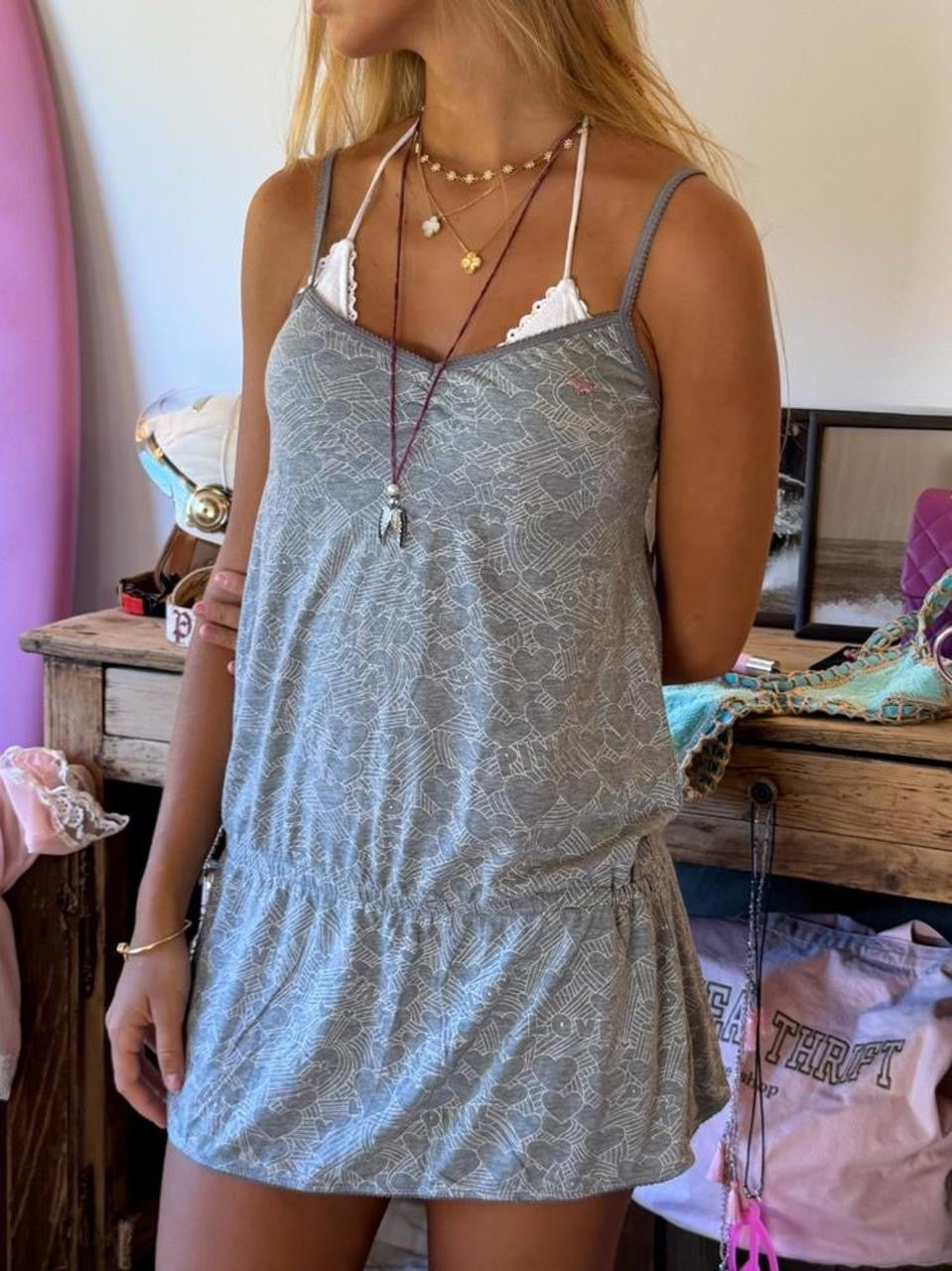 Vintage 00’s Victoria’s Secret PINK grey mini dress