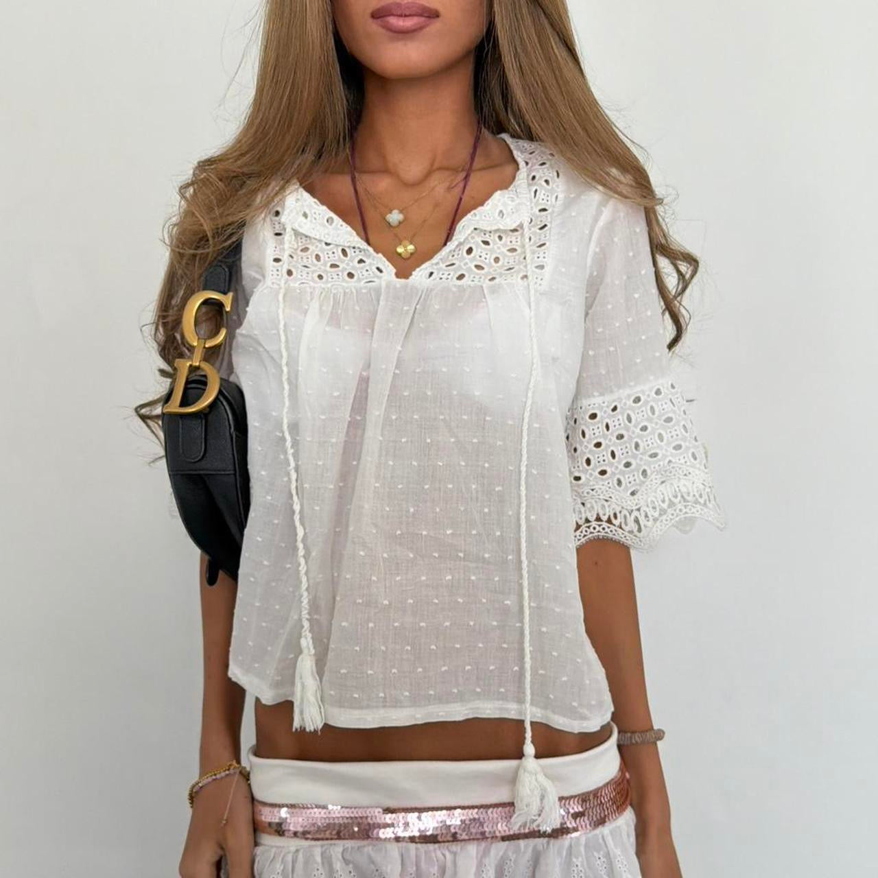 Vintage 00’s white boho top