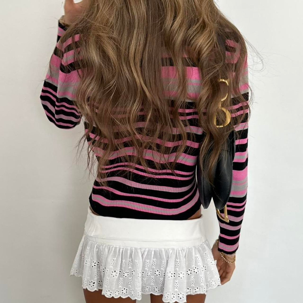 Vintage striped pink cardigan top