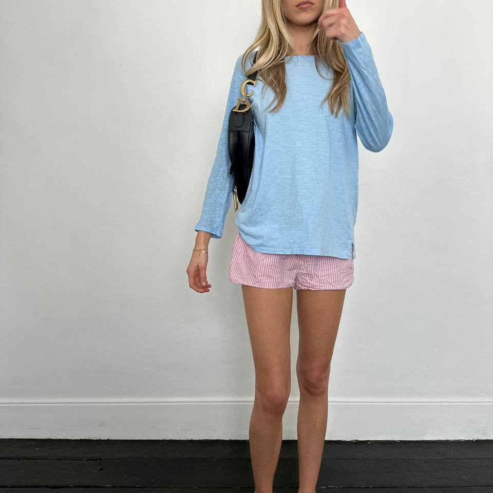Vintage blue off shoulder long sleeve top