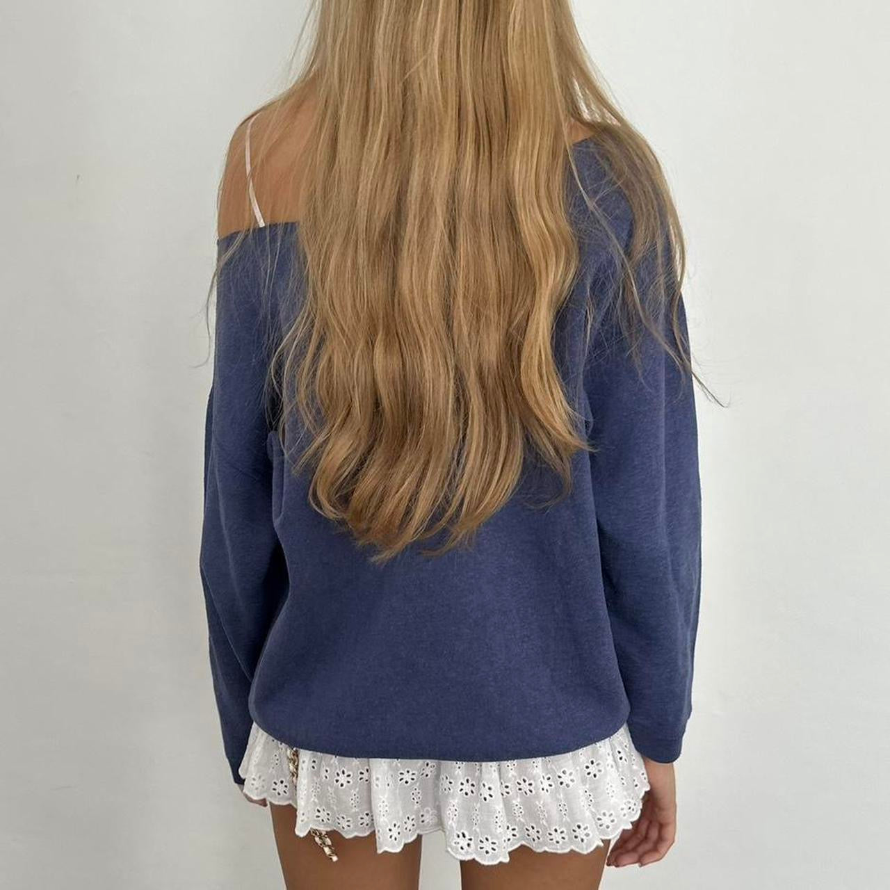 Vintage Paris Sport Club navy off the shoulder sweatshirt