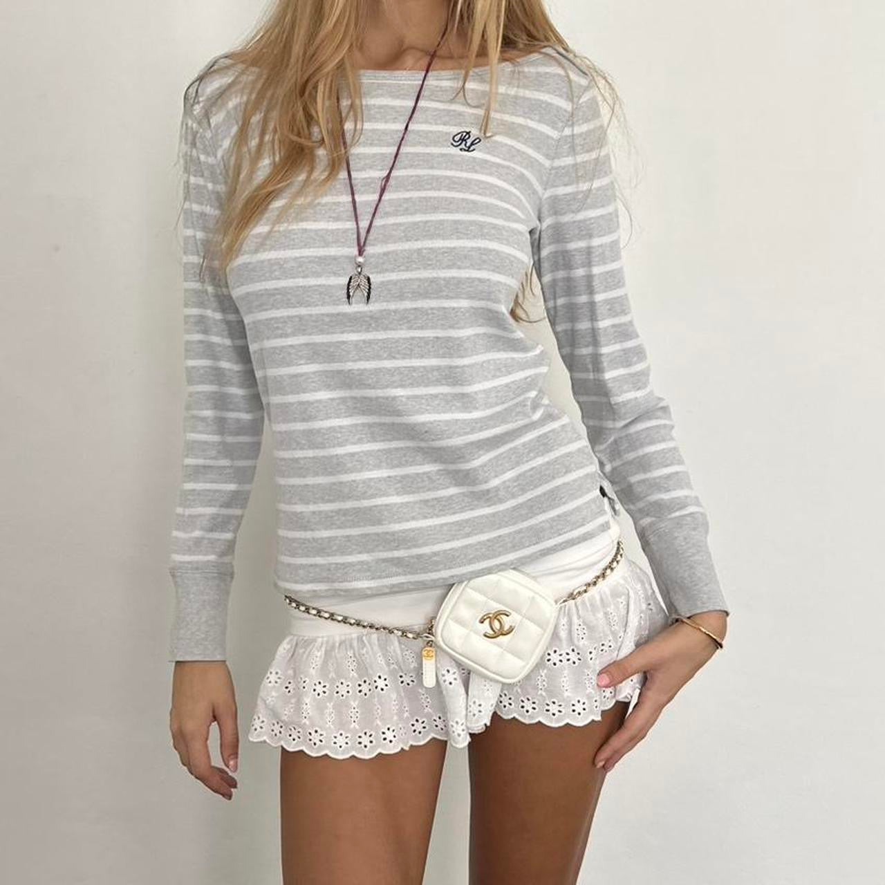 Vintage Ralph Lauren grey and white striped long sleeve top