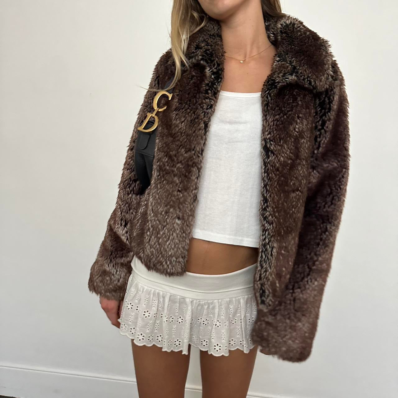 Vintage 2000’s brown faux fur jacket