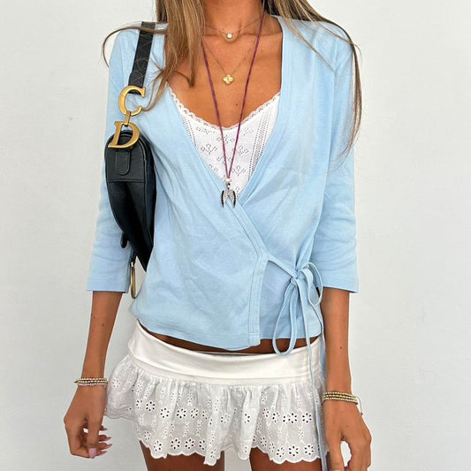 Vintage 2000s blue wrap cardigan top