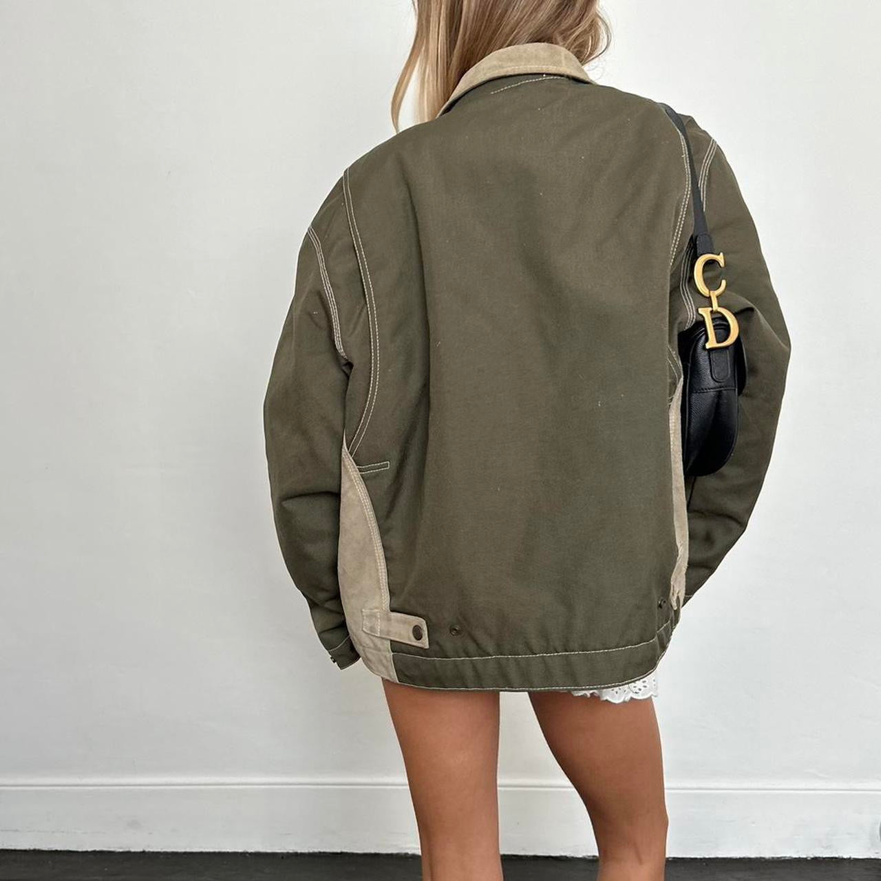 Vintage 90’s khaki suede and canvas jacket