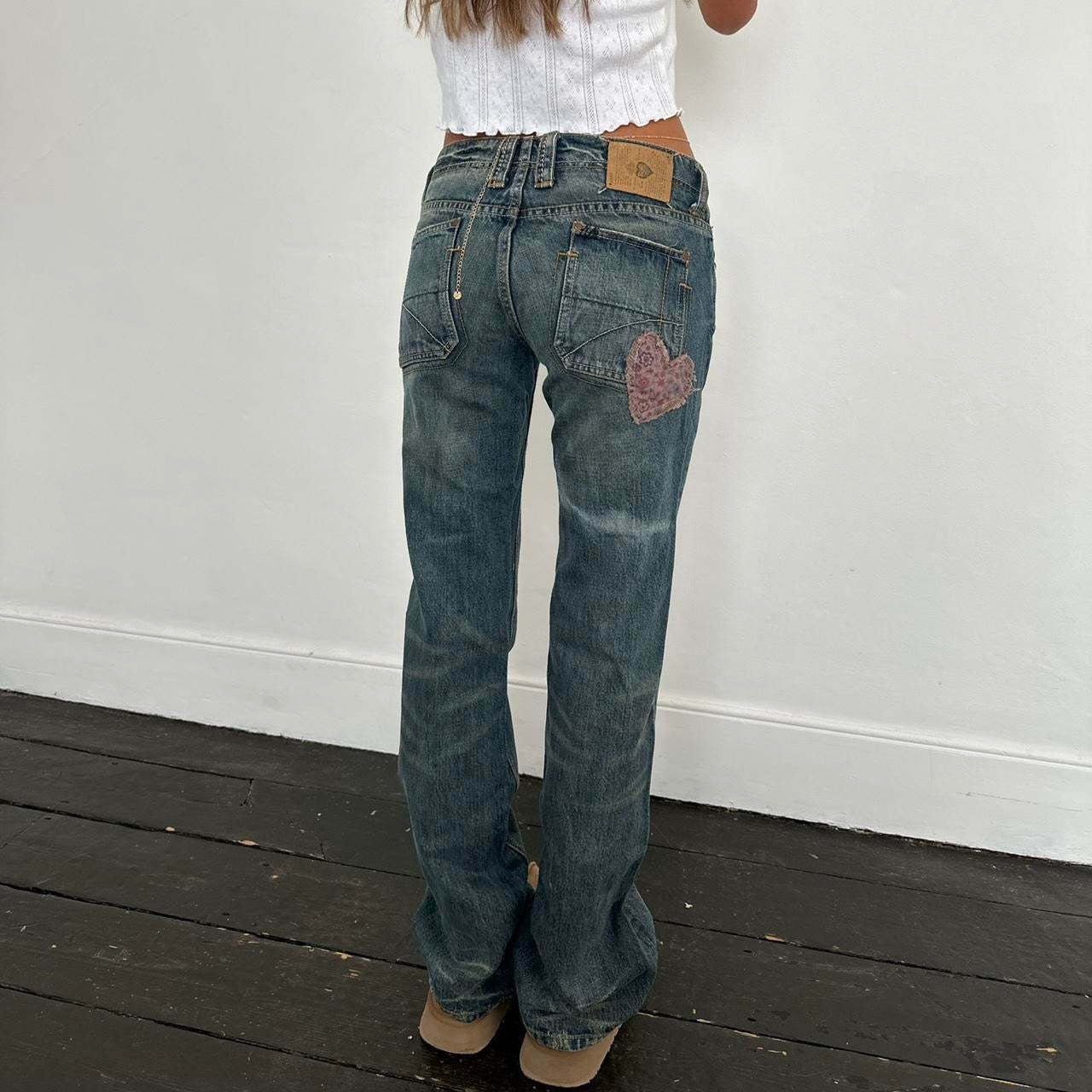 Vintage 2000s RARE heart patch jeans