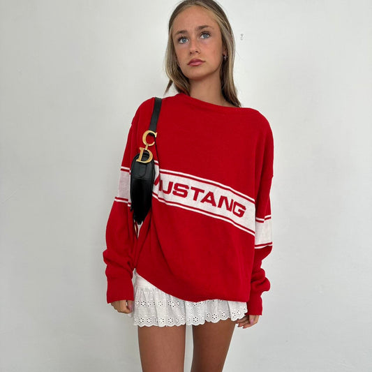 Vintage knitted Mustang red sweater