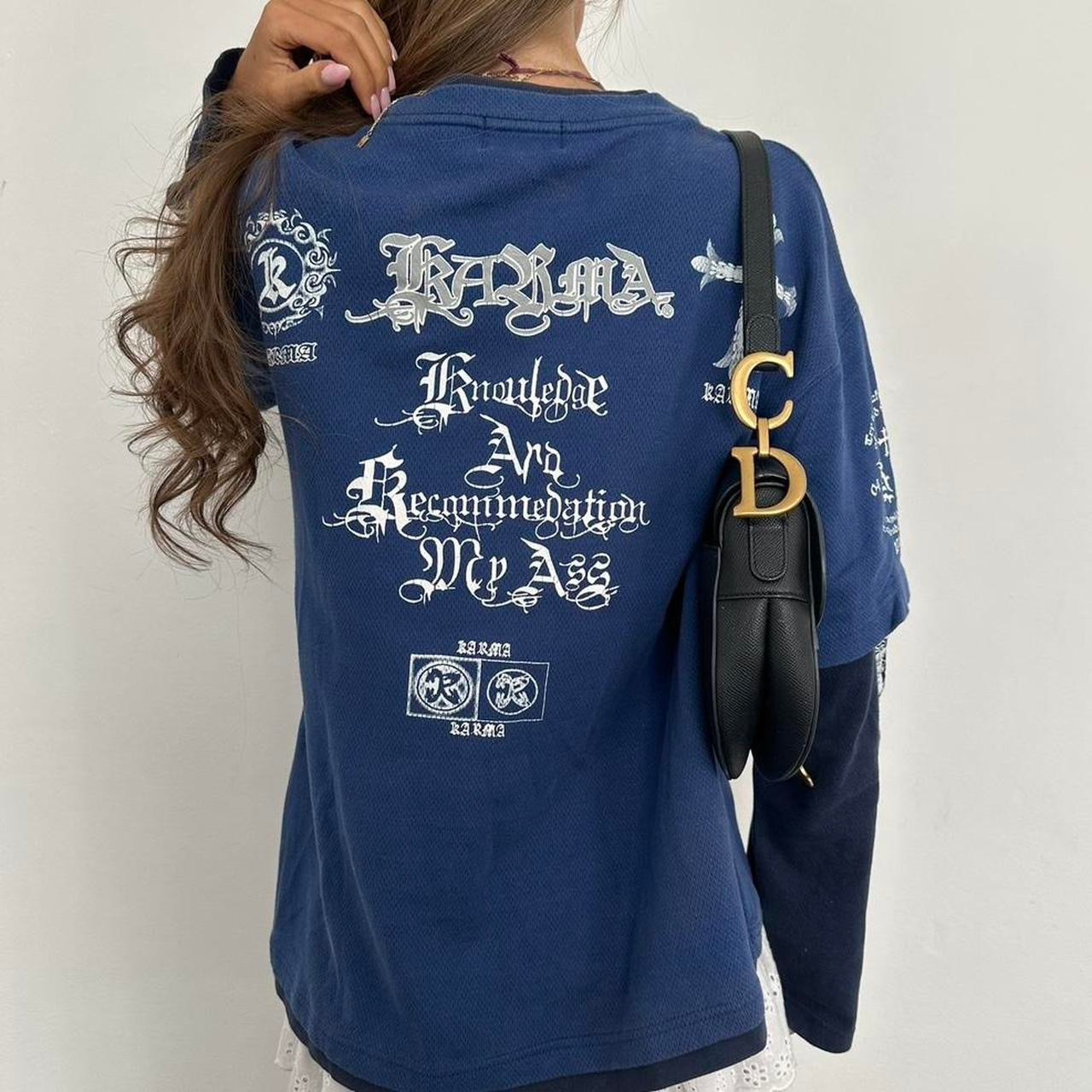 Vintage rare double layered graphic long sleeve top