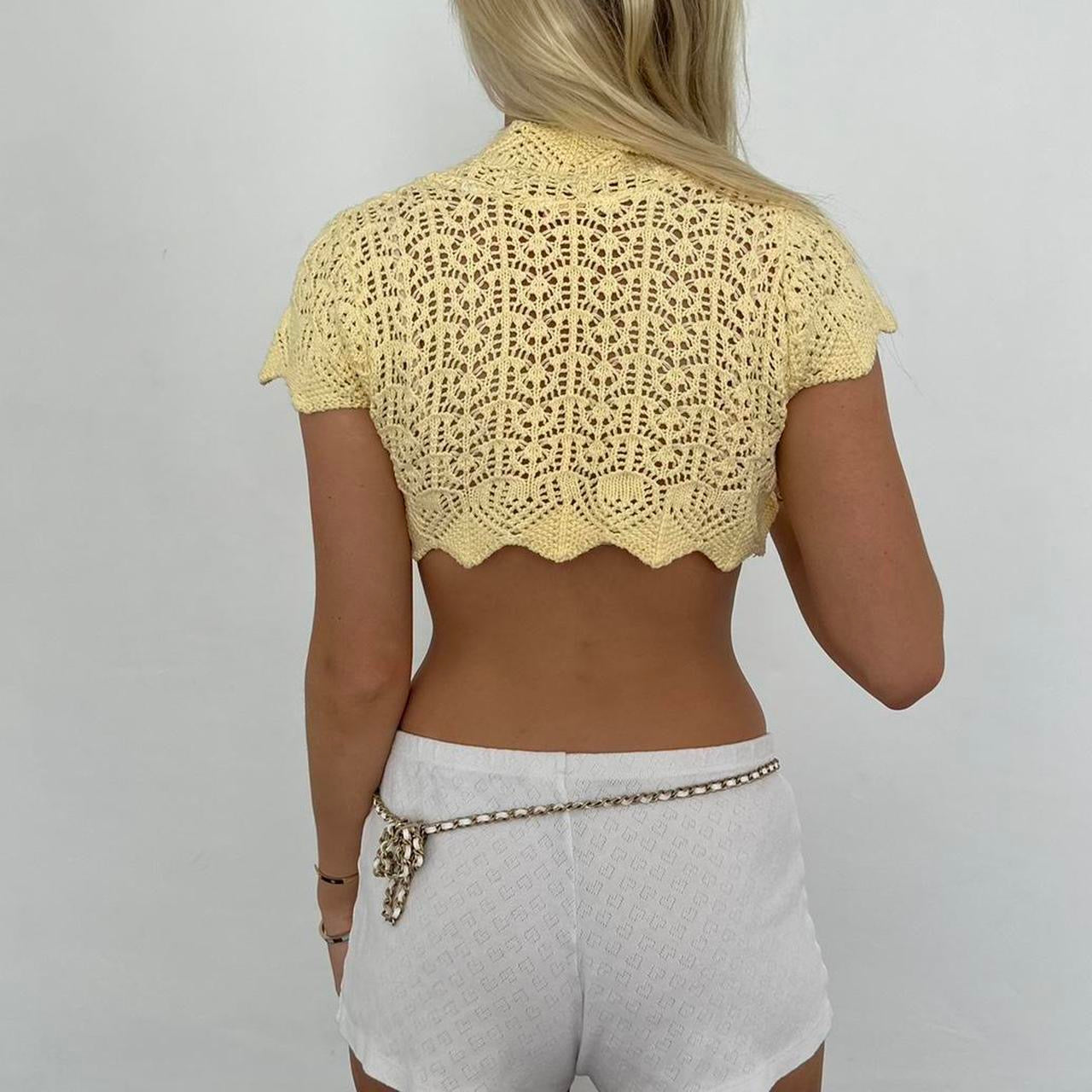 Vintage yellow crochet layering top