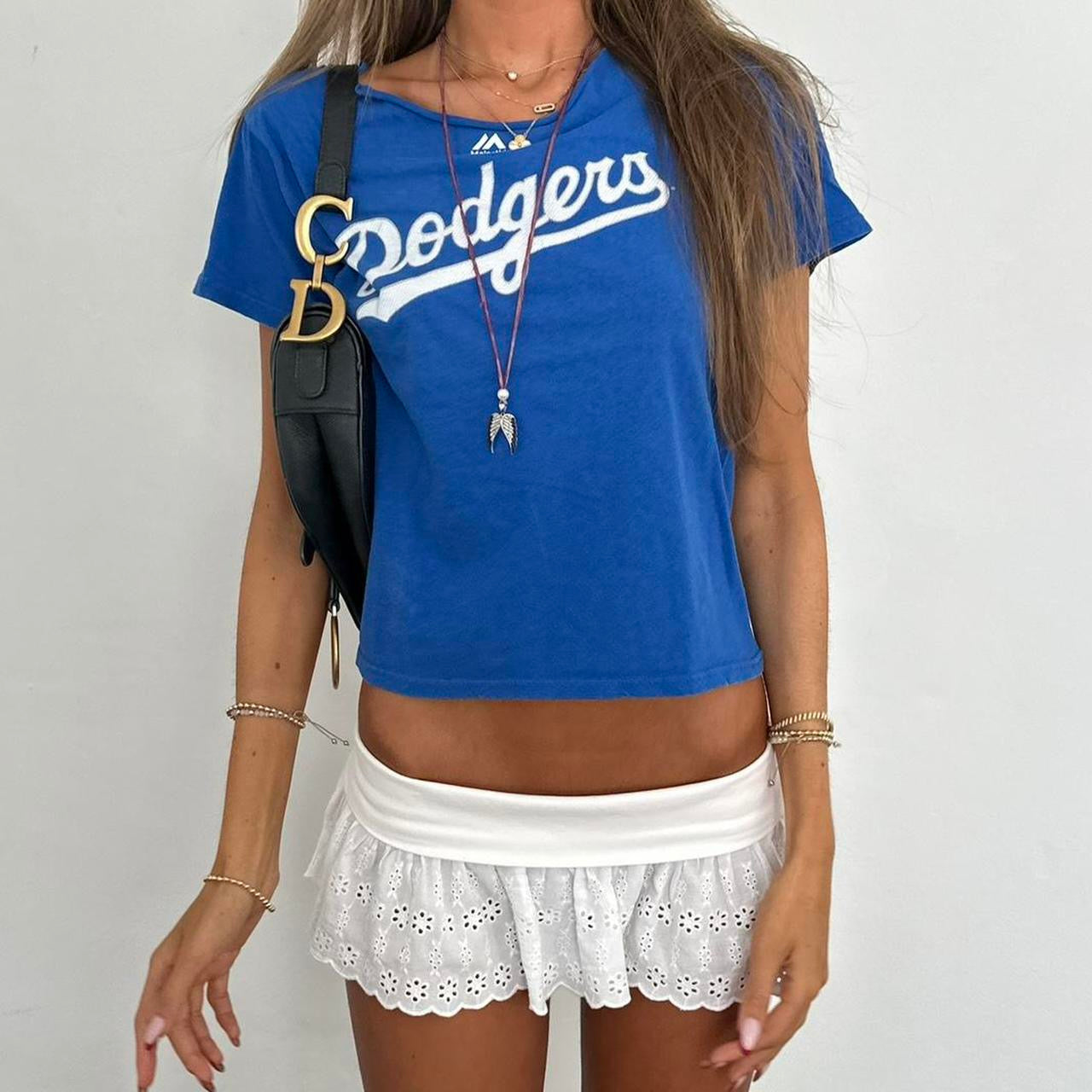 Vintage 2000’s blue dodgers off shoulder top