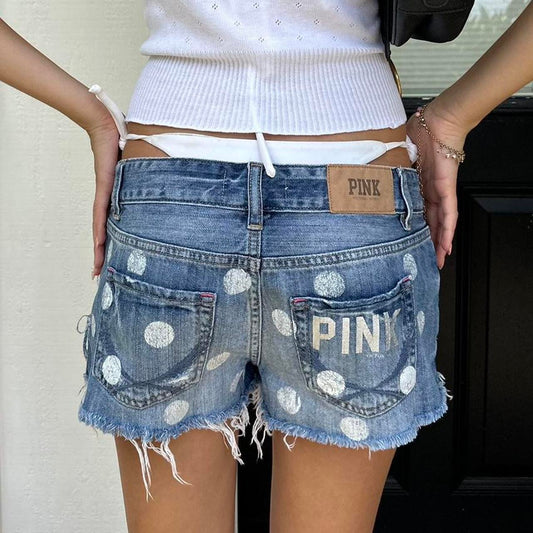 Vintage Victoria’s Secret 2000’s Pink polka dot denim shorts