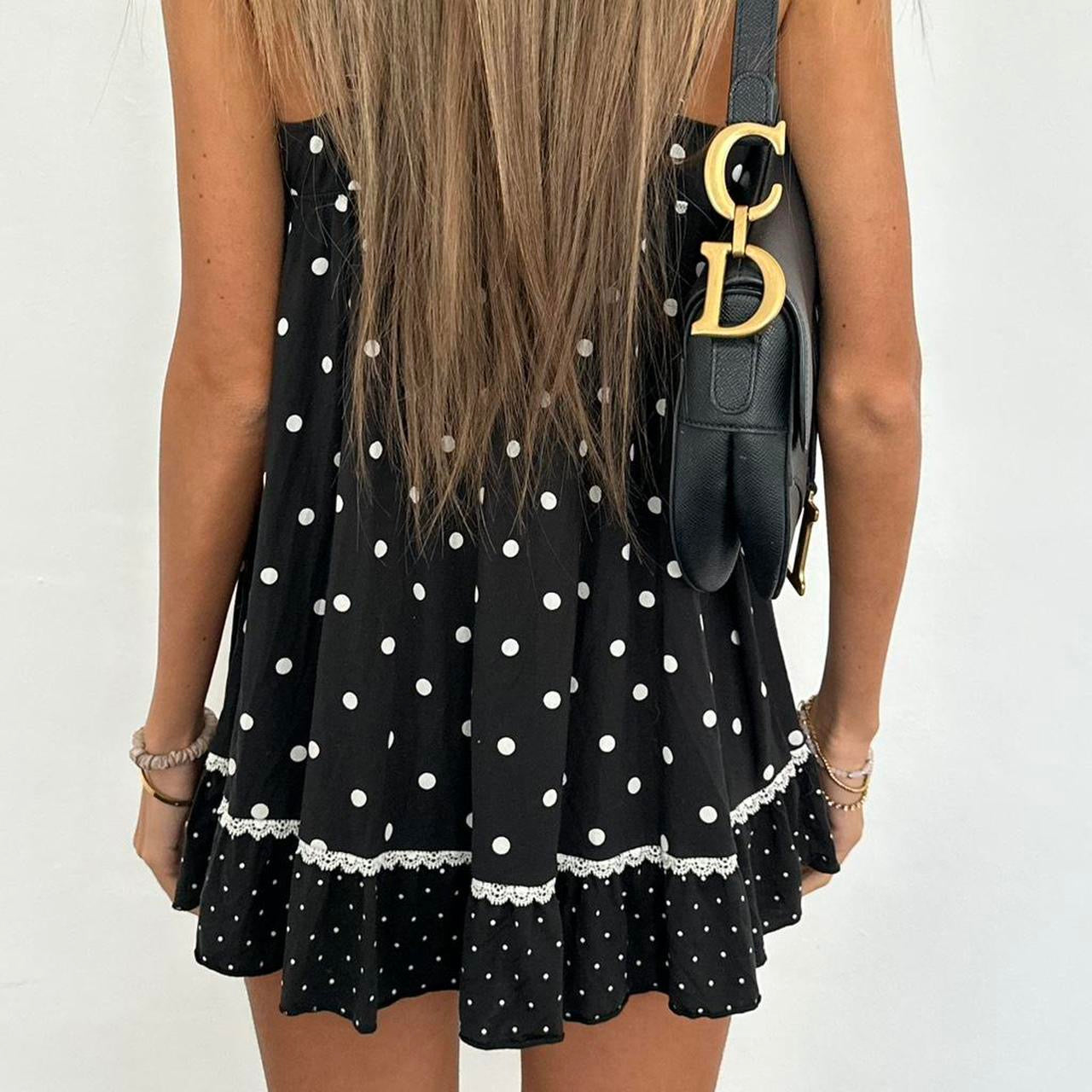 Vintage 00s Victoria’s Secret black polka dot mini dress