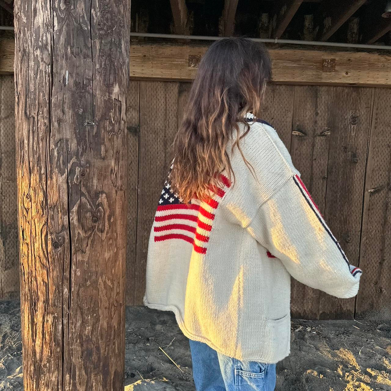 Vintage 90s American Flag dreamy knitted jacket 🤍