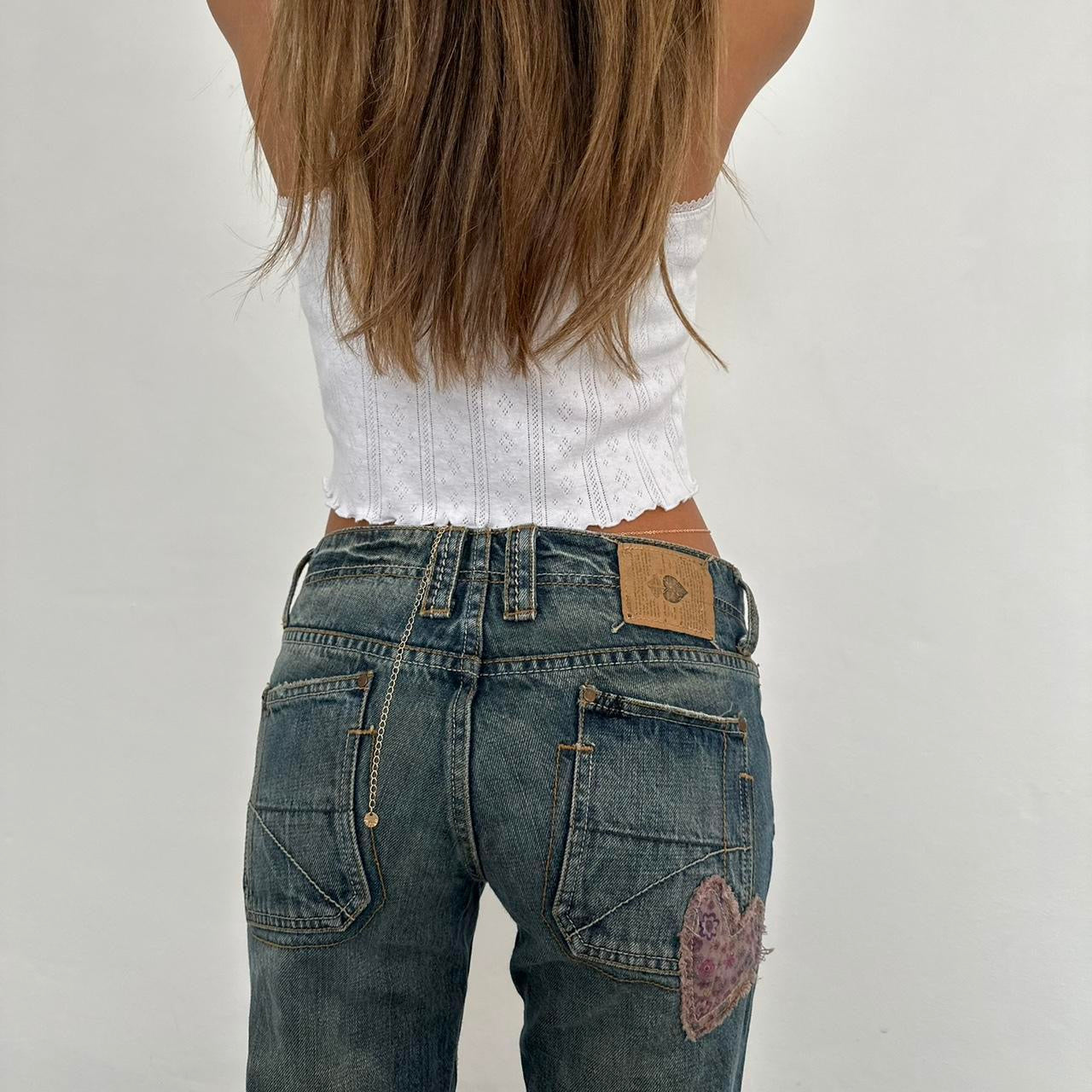 Vintage 2000s RARE heart patch jeans