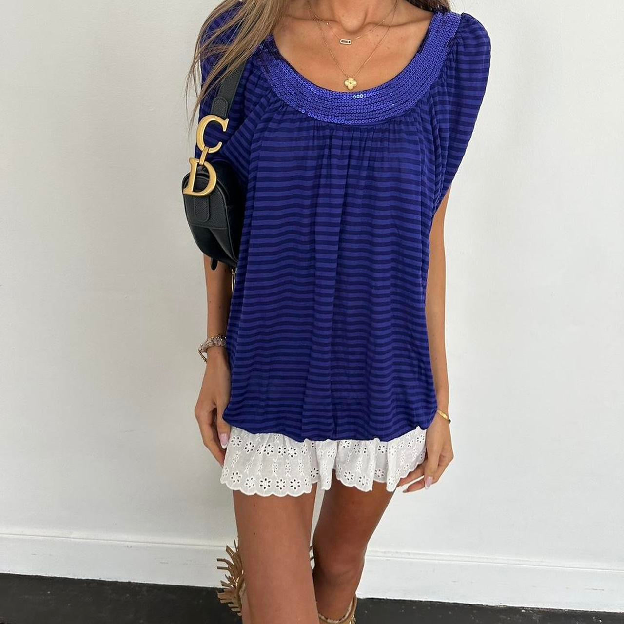 Vintage 2000s purple striped sequin top