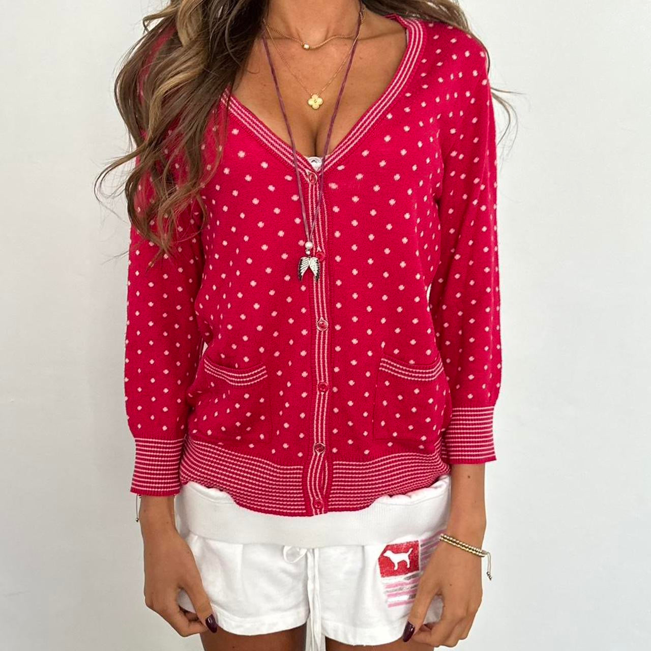 Vintage polka dot button down cardigan top