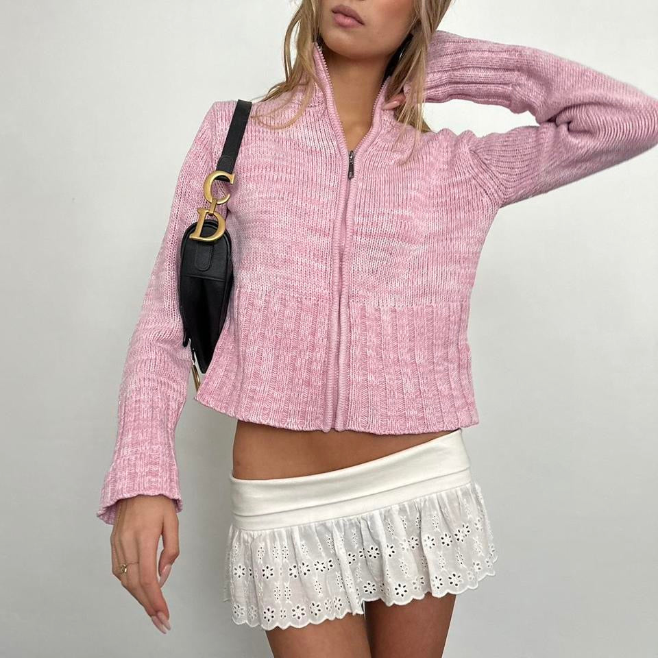 Vintage 2000’s zip up pink knitted sweater