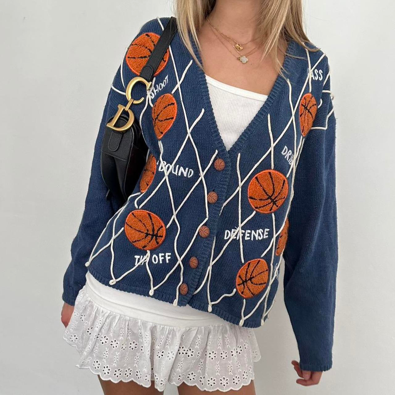 Vintage 90’s navy basketball cardigan