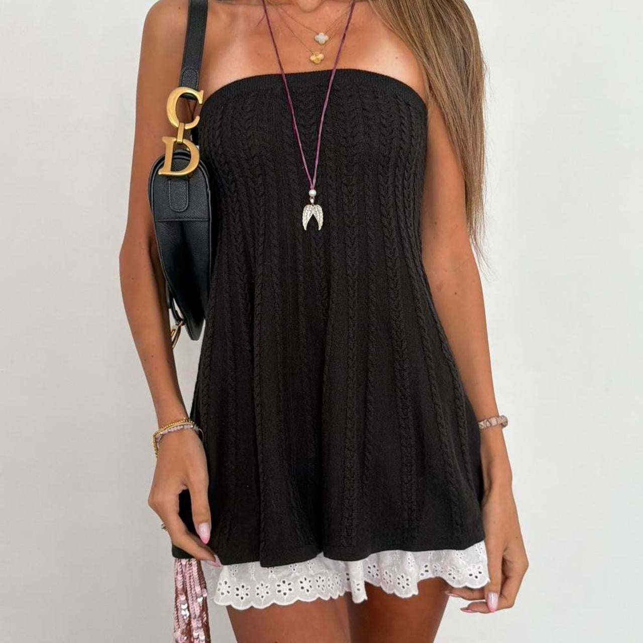 Vintage 90’s black knit strapless top