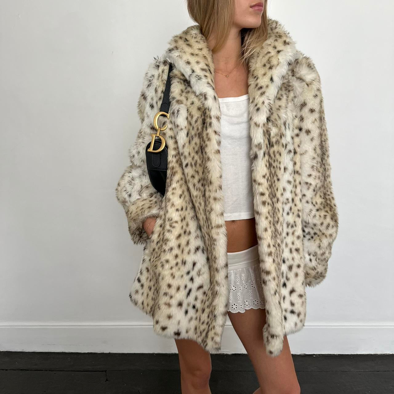 Vintage 90’s vintage faux fur leopard jacket