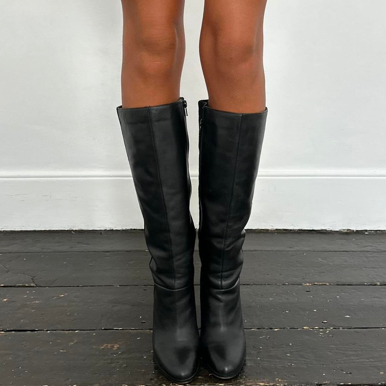 Vintage genuine leather heel boots