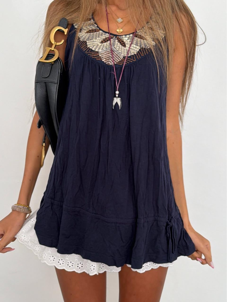 Vintage 00’s navy embellished top