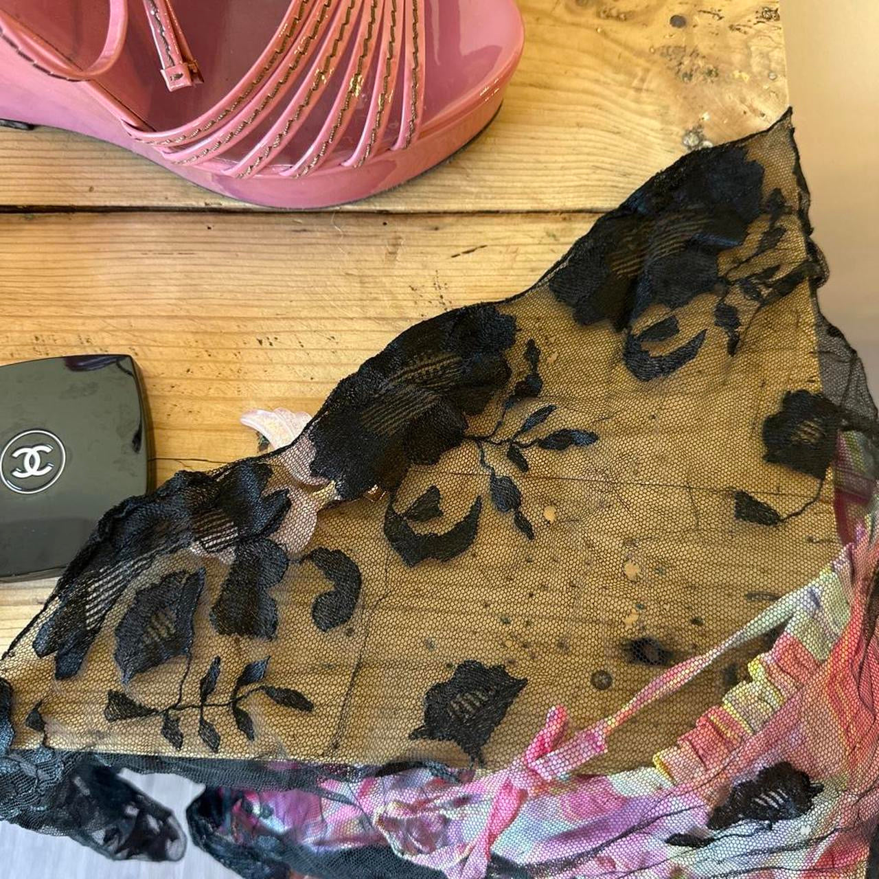 Vintage 1920’s antique black lace scarf