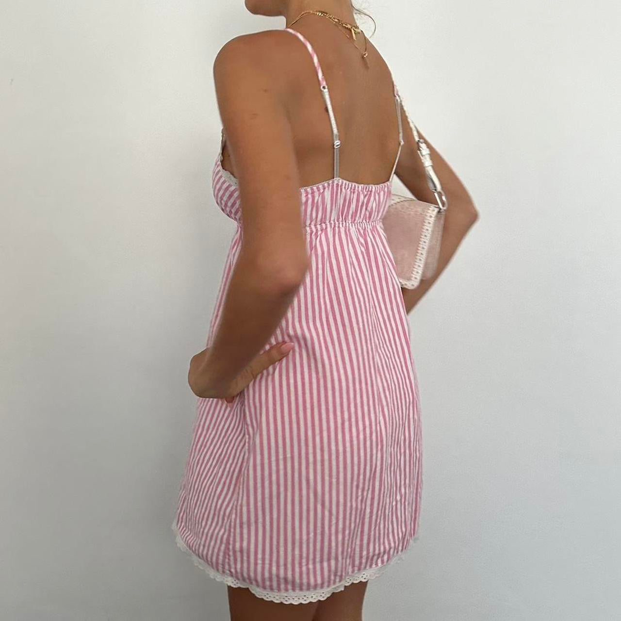 Vintage pink striped babydoll dress