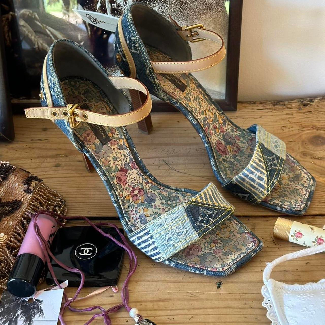 Louis Vuitton Denim Monogram Heeled Sandals