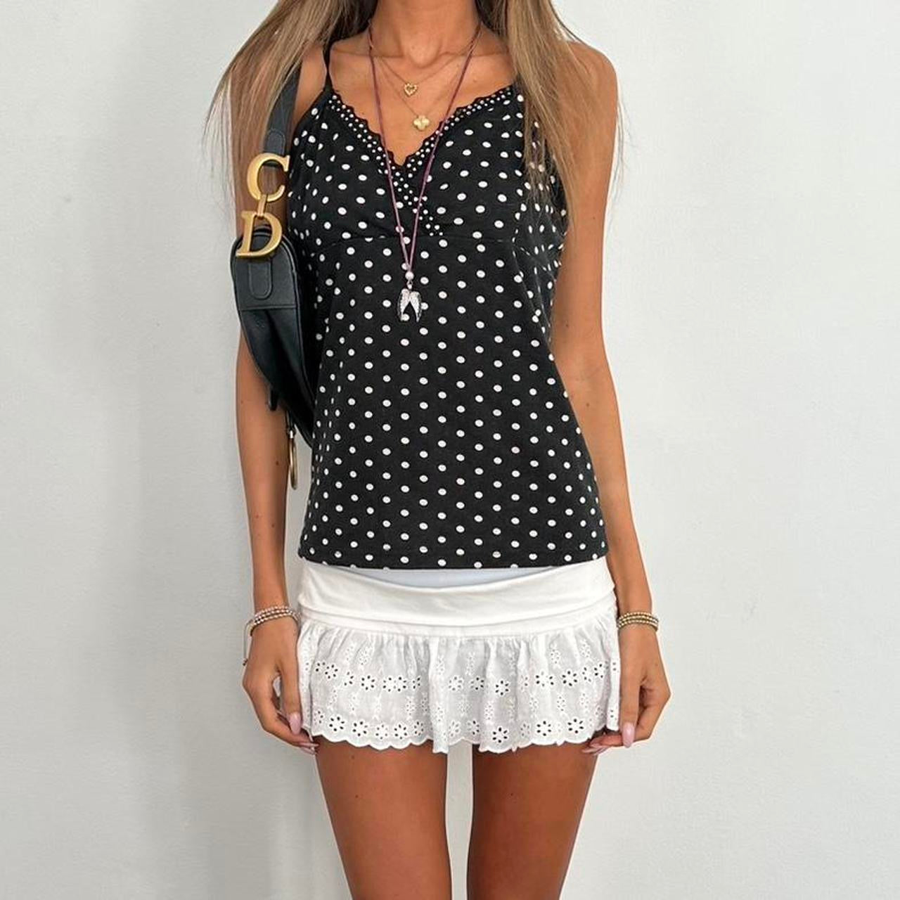 Vintage 2000’s black polka dot cami top