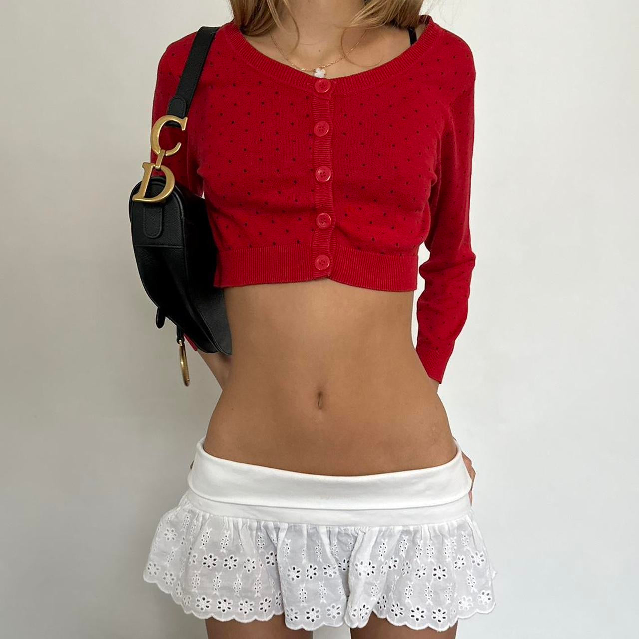 Vintage 90’s red cropped cardigan top