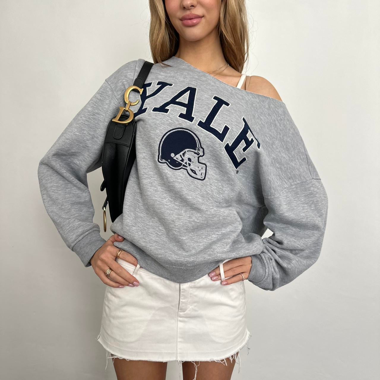 Vintage Yale grey off shoulder sweater