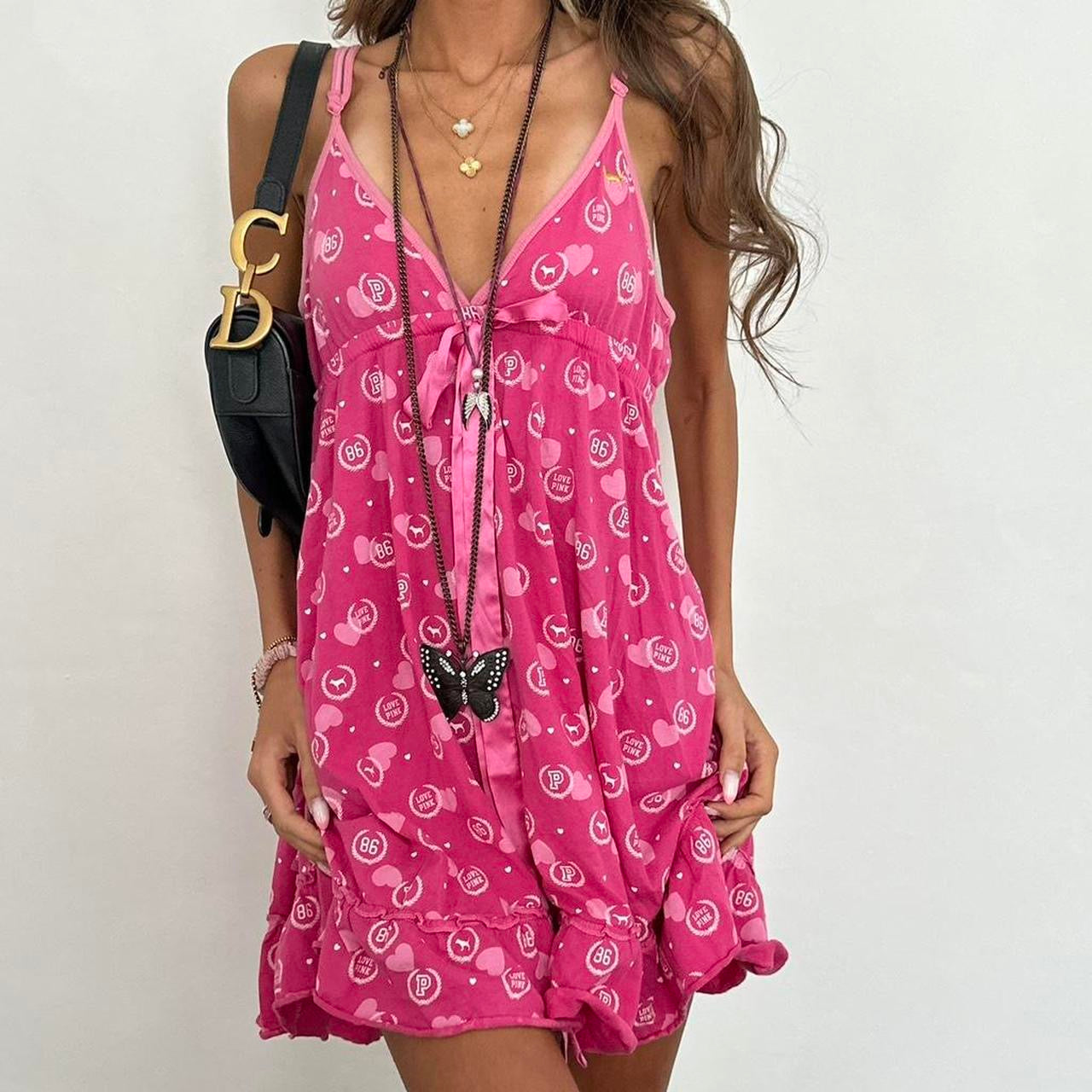 Vintage 2000’s pink heart print Victoria’s Secret dress