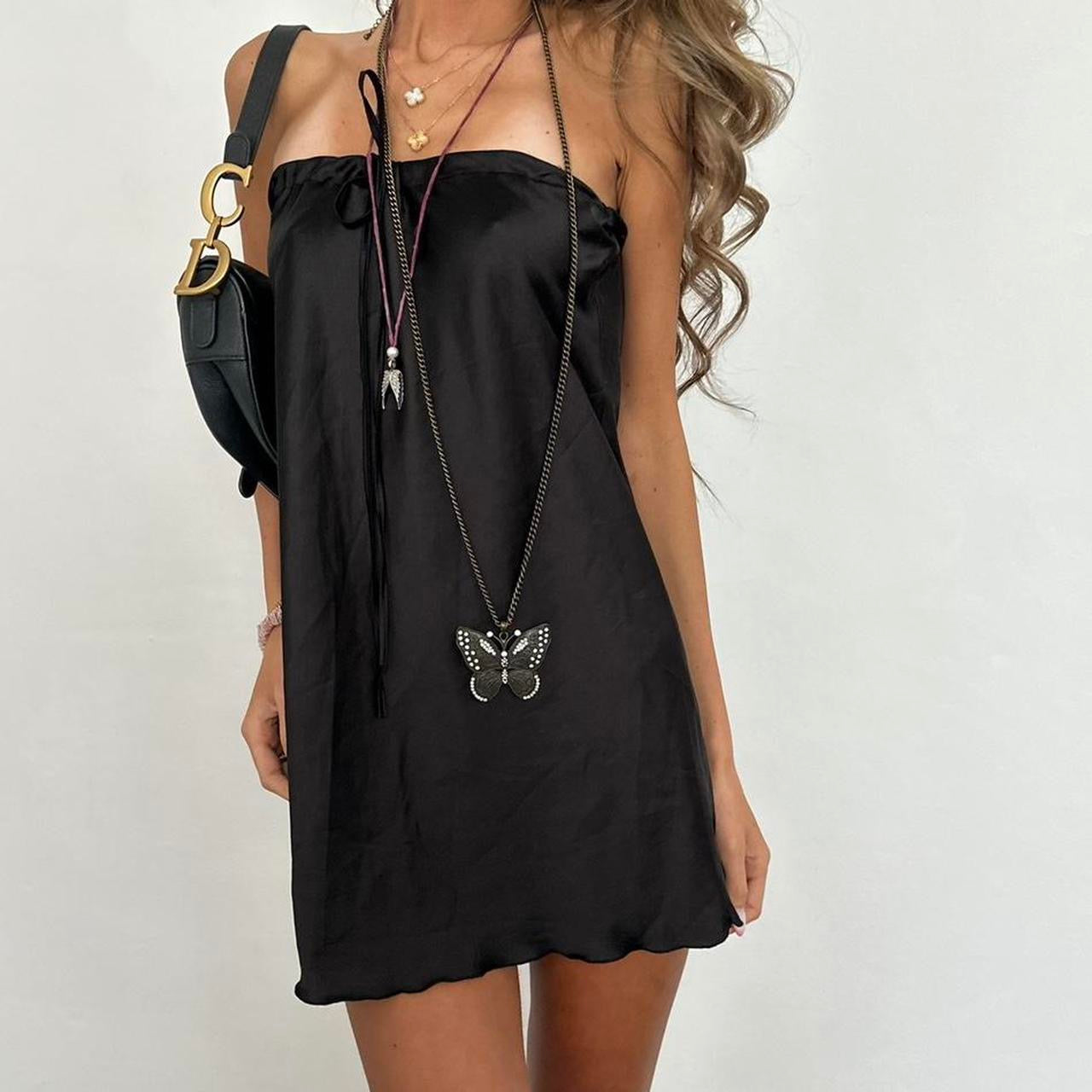 Vintage black silky mini dress