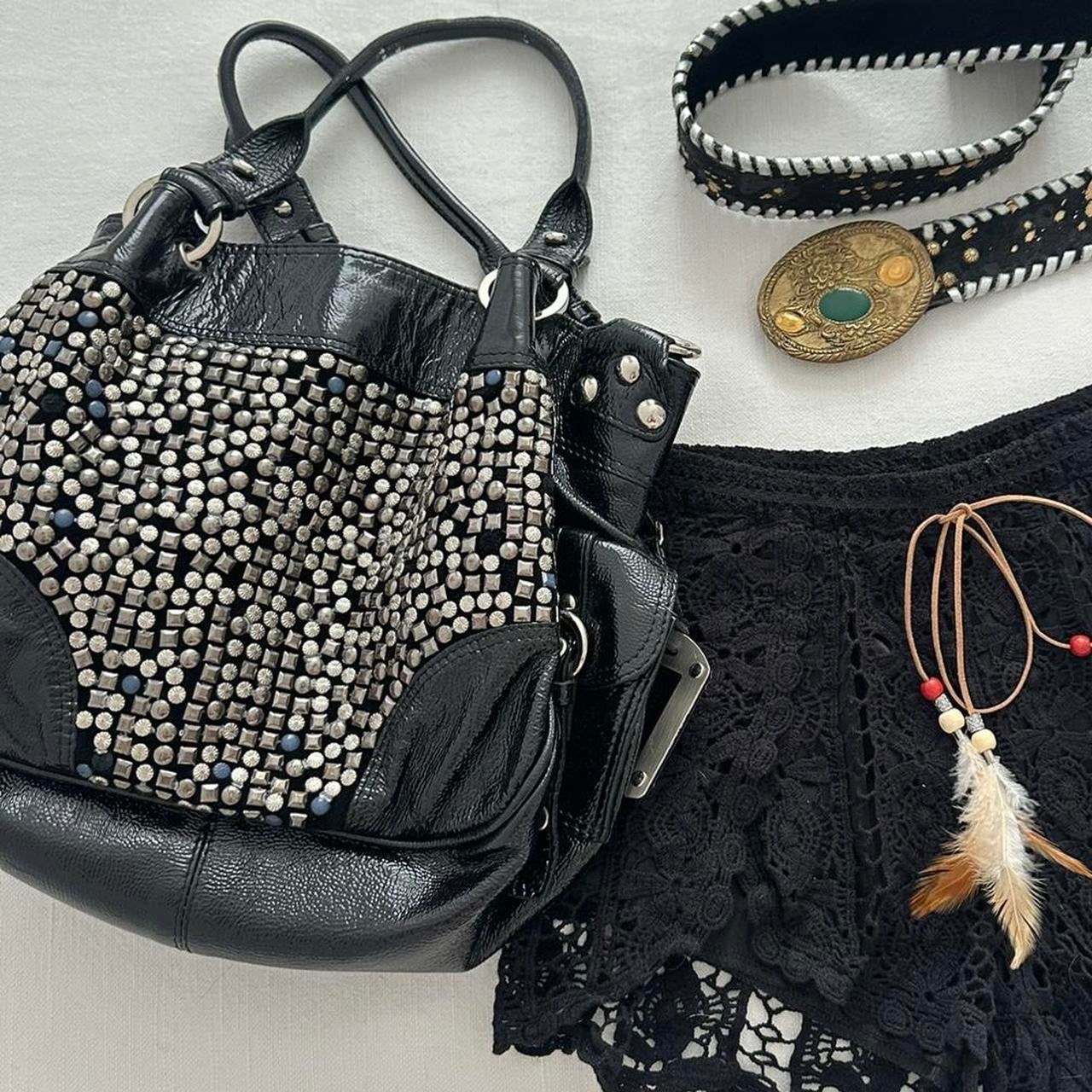 Vintage black studded bag