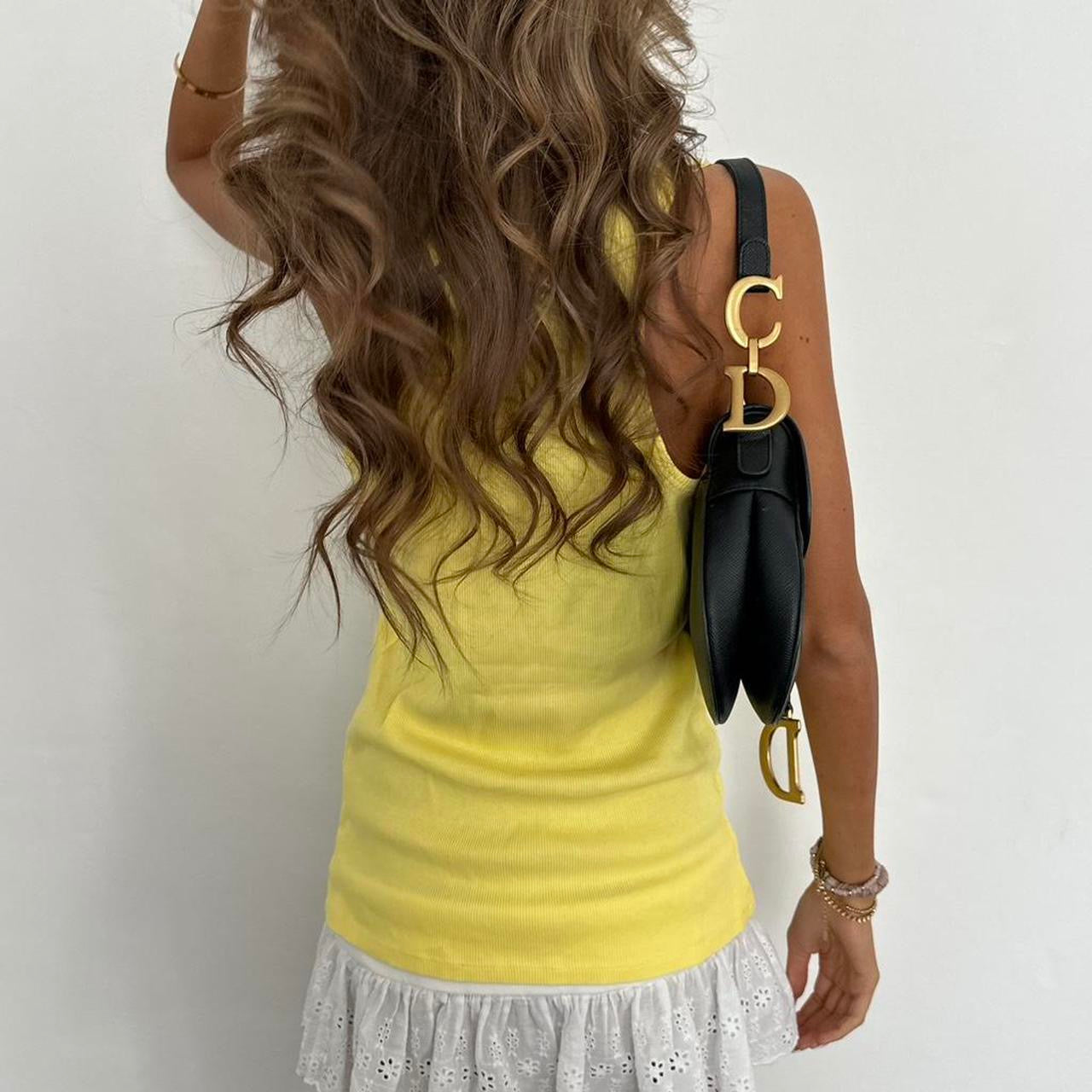 Vintage 2000s rockstar guitar yellow cami top