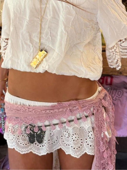 Vintage 00’s boho pink scarf styled as belt