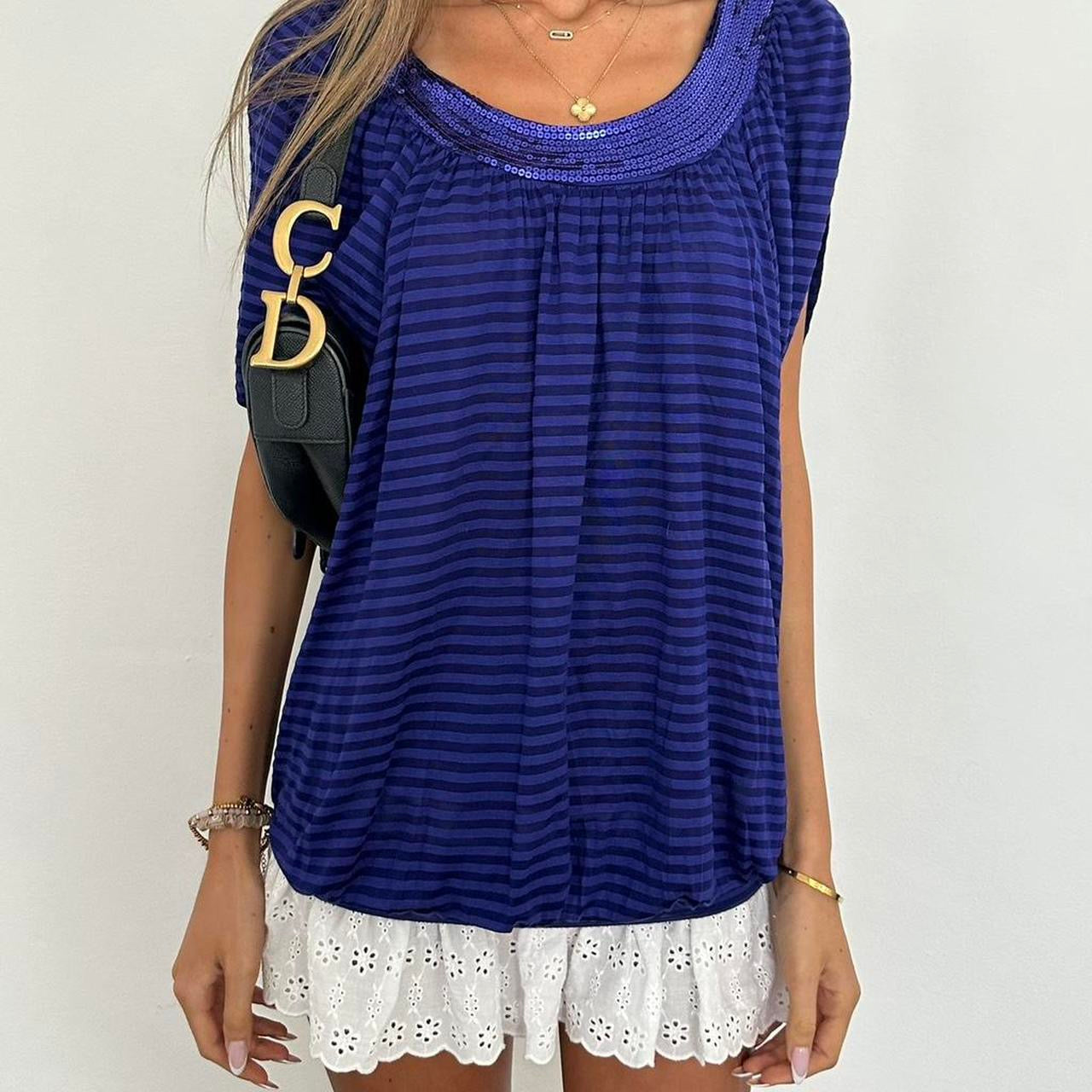 Vintage 2000s purple striped sequin top
