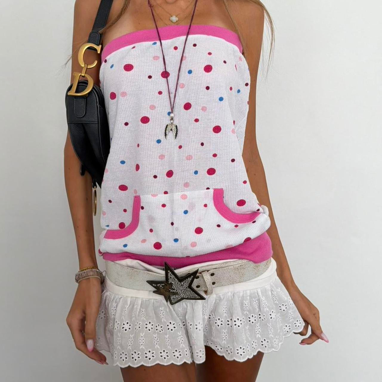 Vintage 00s strapless polka dot top