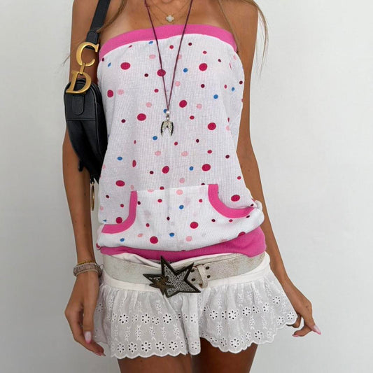 Vintage 00s strapless polka dot top