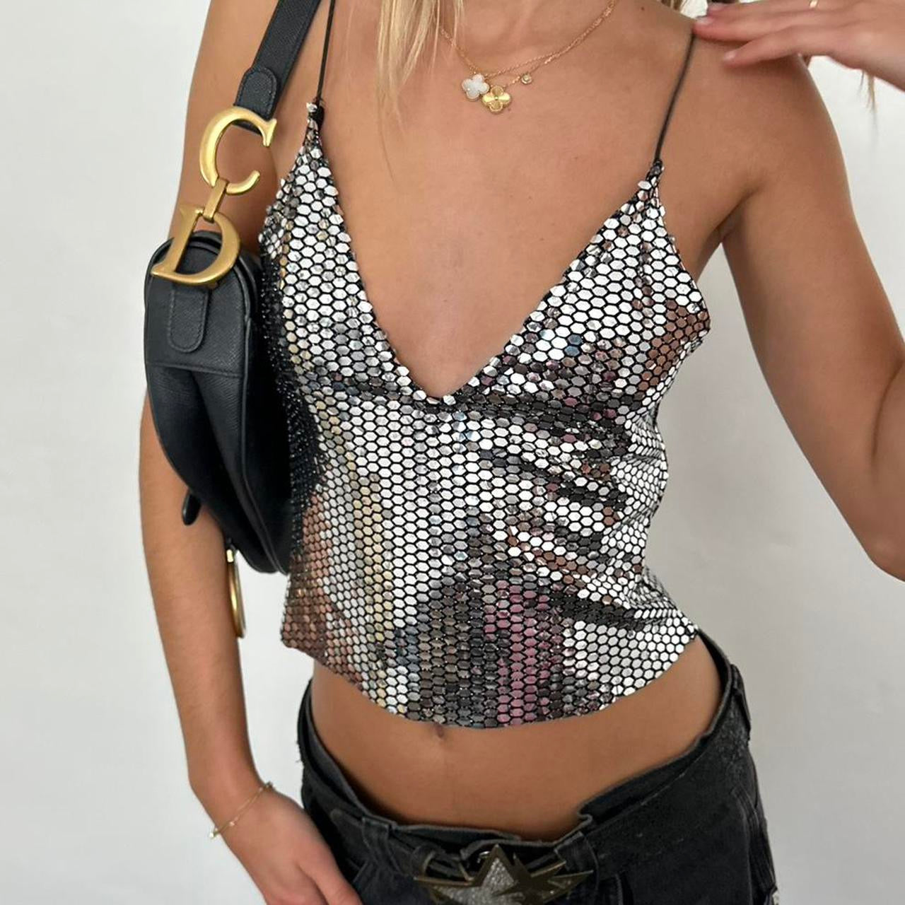 Vintage silver embellished top