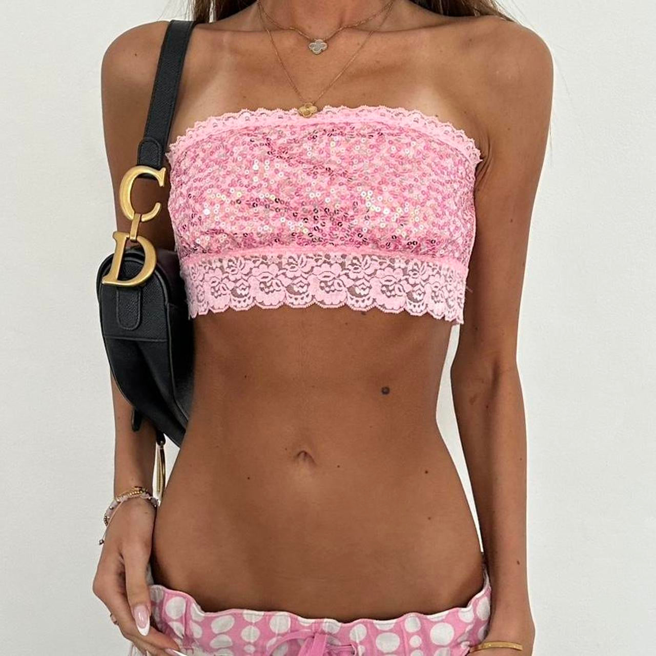 Vintage 00s Victoria’s Secret pink sequin bandeau top