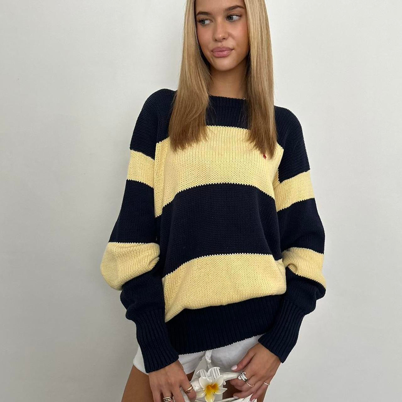 Vintage Ralph Lauren yellow & navy cotton sweater